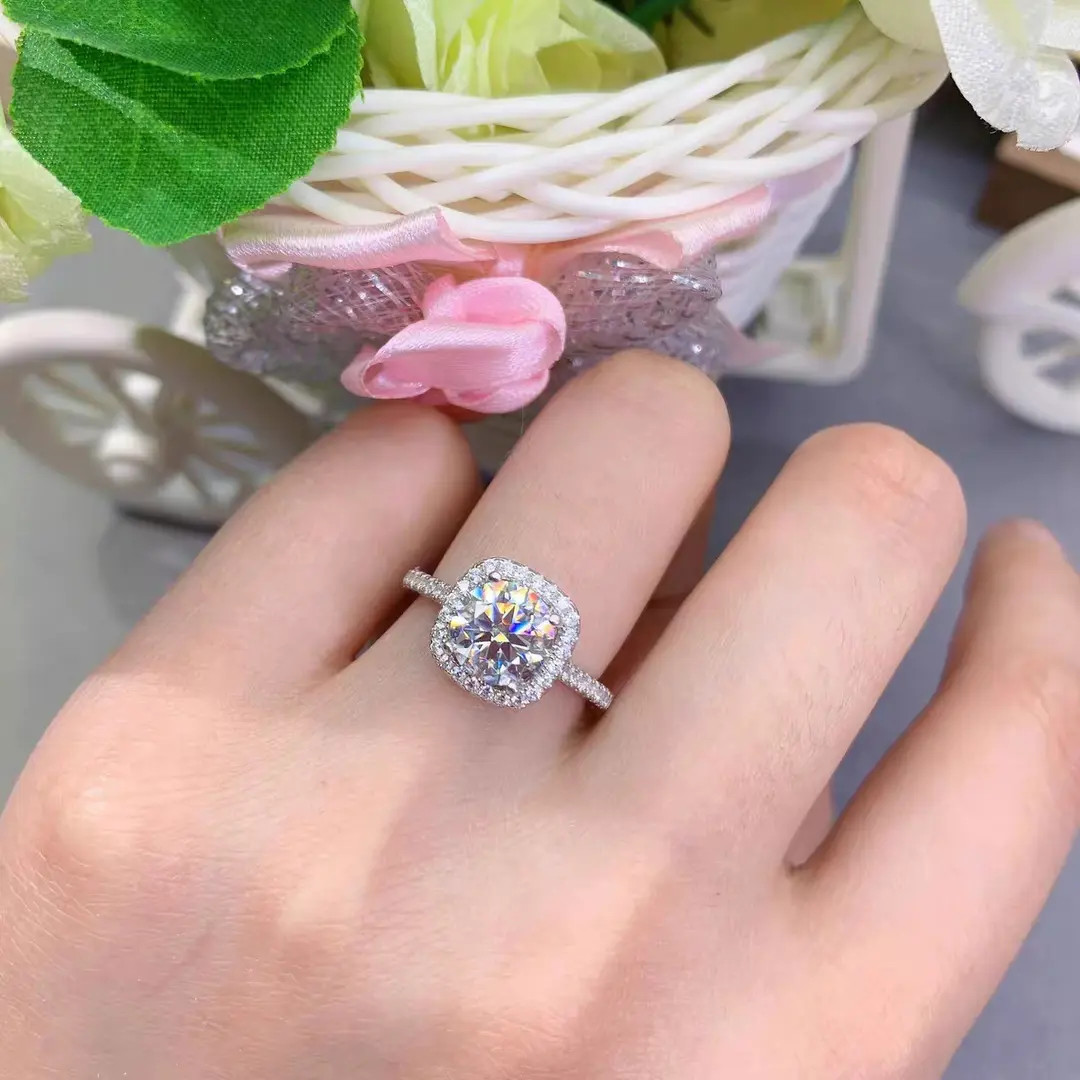 【南非之星】高端定制DIY 经典方包女戒2ct