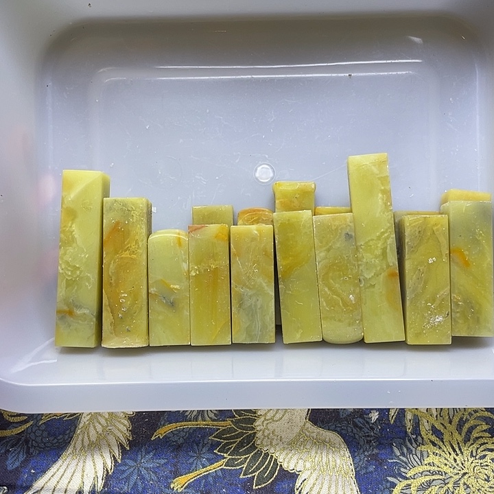 问***天青田石印石菜花黄素章