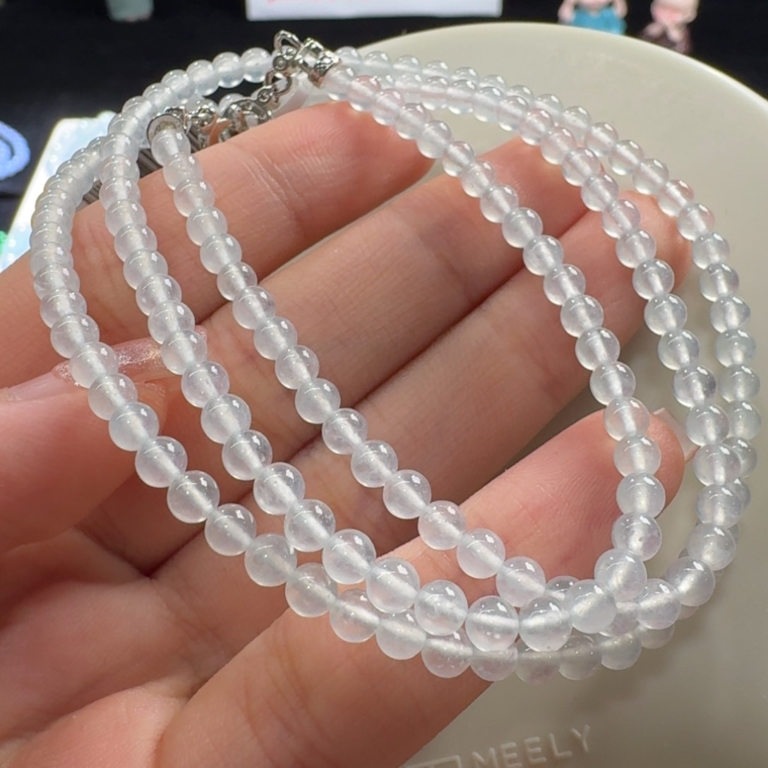 未镶嵌手串翡翠炸光！高冰白月光项链卡4.1 大漏福利！