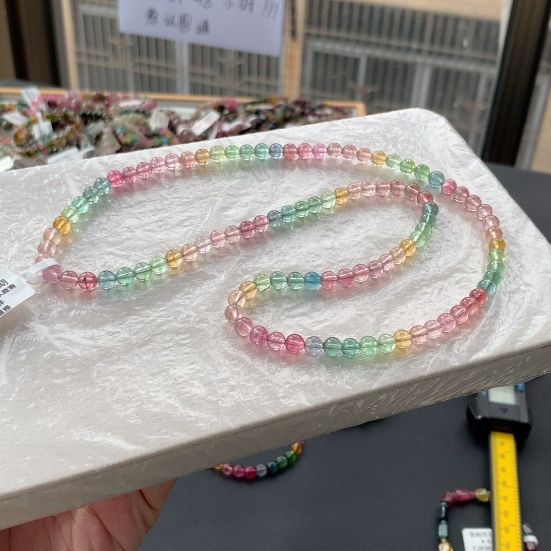 碧玺未镶嵌手链冰透光感人鱼