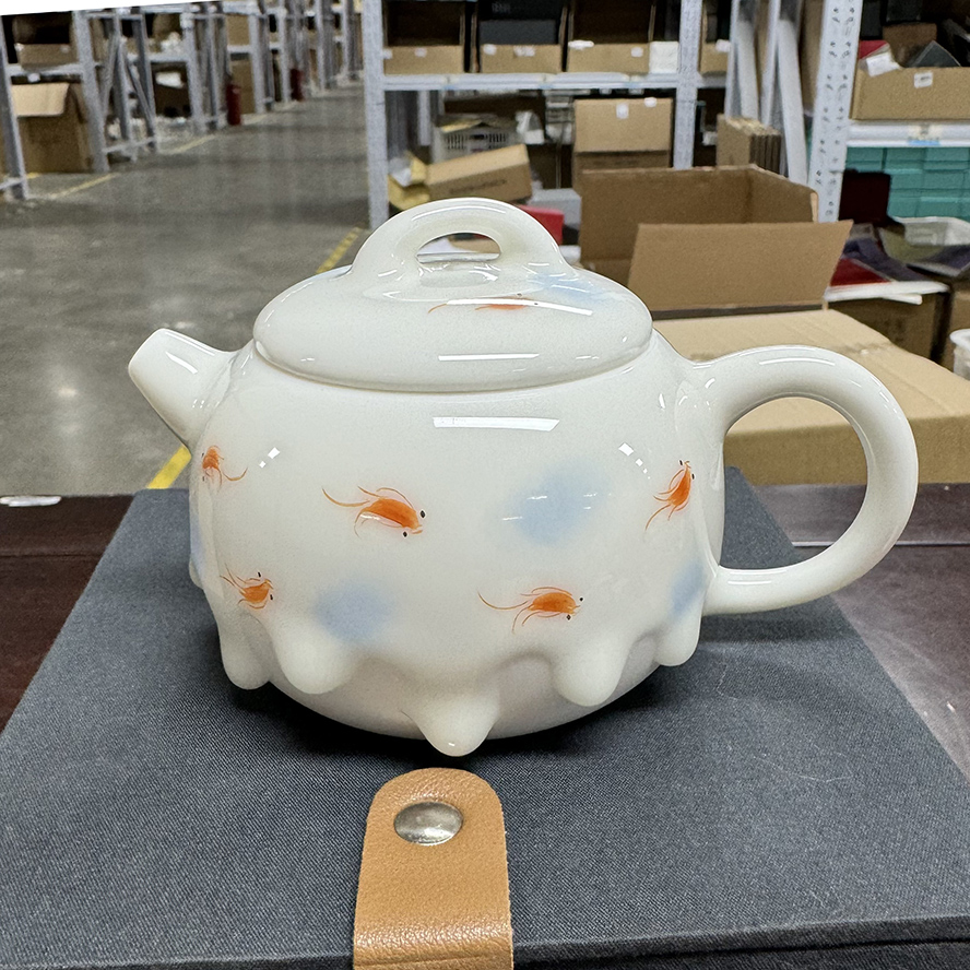 徐福坤白瓷手绘流釉文君壶CC5687