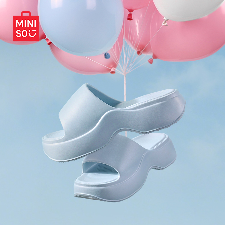MINISO/名创优品拖鞋黑色2026新款爆款防滑拖鞋凉鞋女夏季厚底