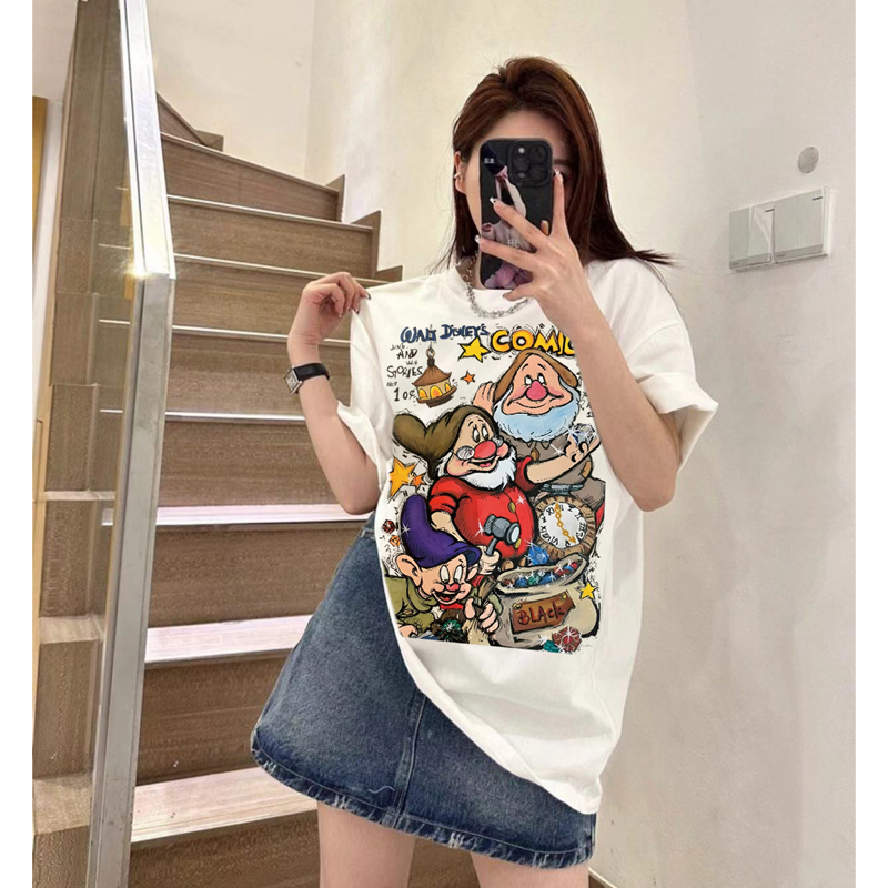 ins韩版纯棉短袖T恤五一出行配套衣服洋气女上衣情侣衫小众半袖t