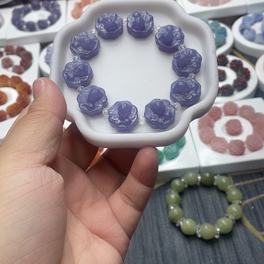 石英质玉（非洲翠）合金手串