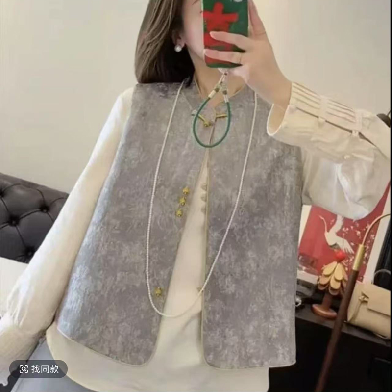 【西红柿】春季新款新中式满天星马甲女国风坎肩上衣