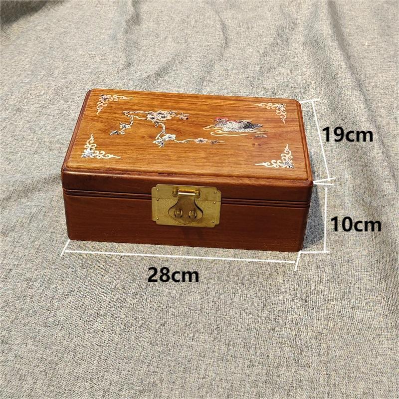 首饰盒/箱 缅花螺钿榫卯首饰盒镶贝富贵有喜饰品盒28*19*10cm