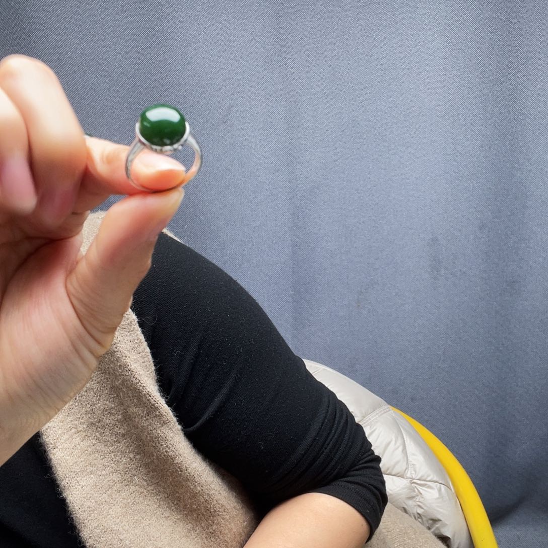 和田玉银S925镶嵌戒指