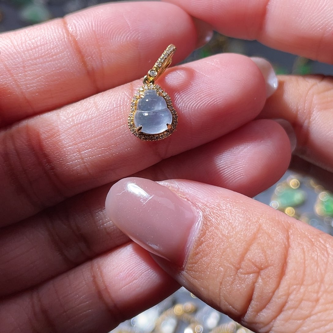 吊坠(不含链)18K金镶嵌翡翠