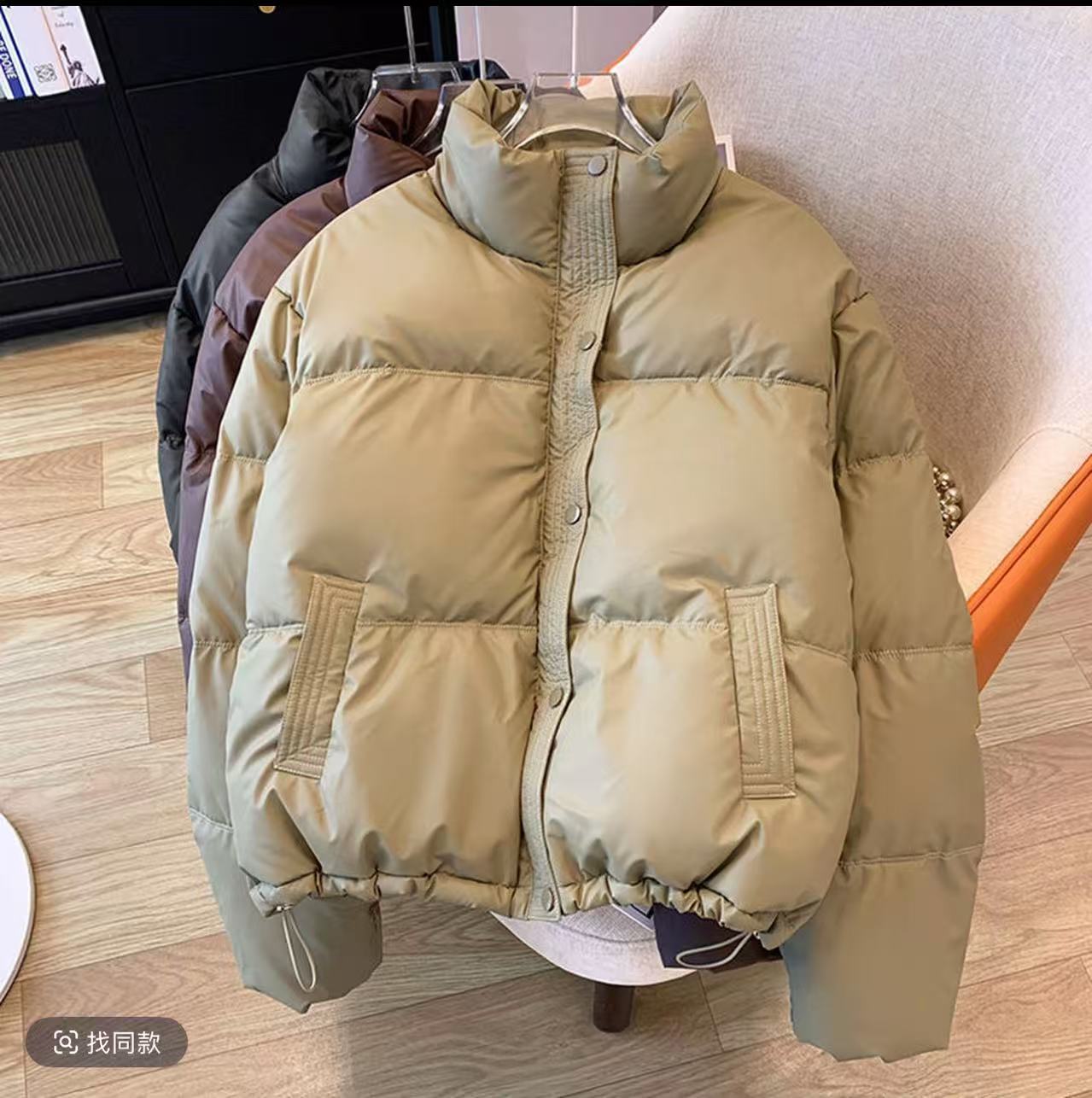 皮U短款棉衣秋冬冬季潮流面包服宽松棉服立领短款188