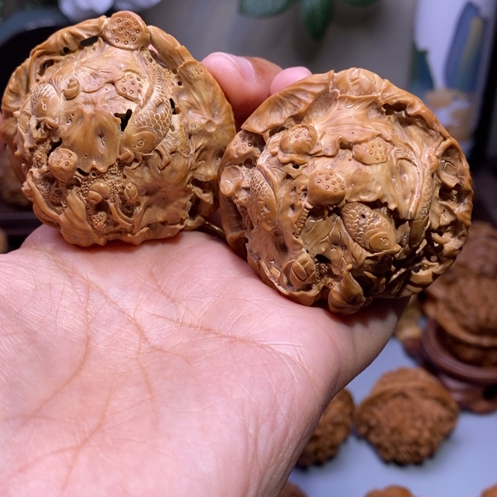 【闪购商品】核桃手串/手链赫***地大尺寸九鲤戏莲