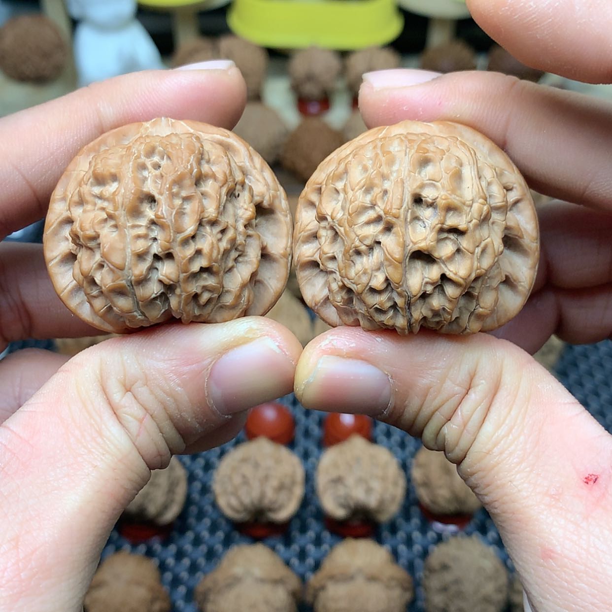 【闪购商品】文玩核桃把件全品平谷血麒麟狮子头42文玩核桃