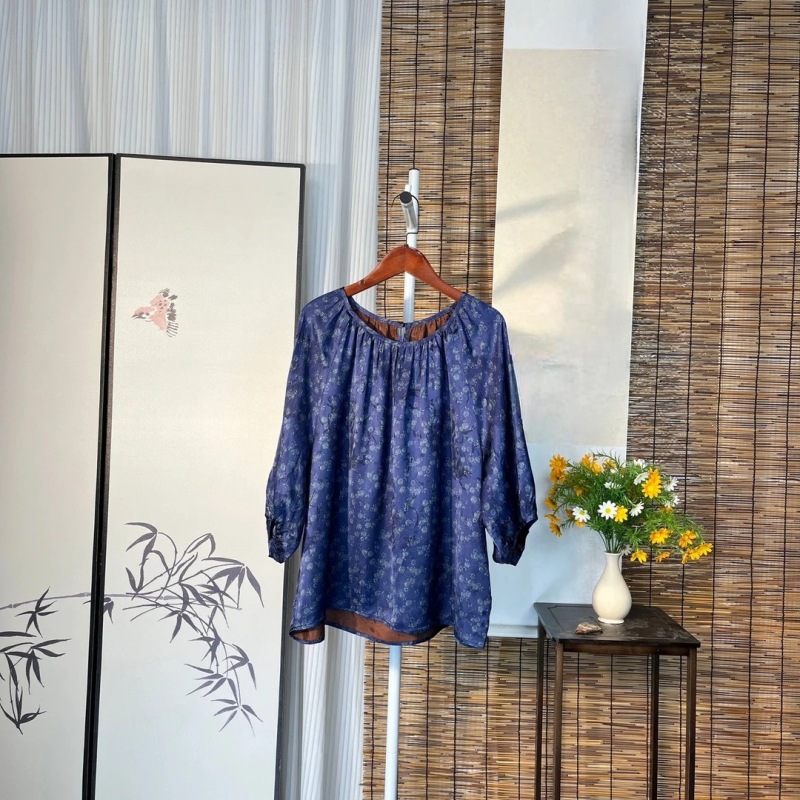 【281】【锦花秀草】高端新中式国风提花老料花萝圆领泡泡袖小上衣