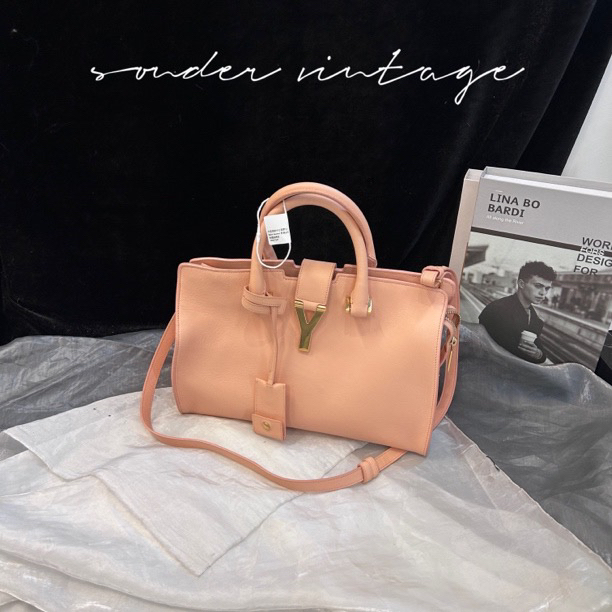 95新 YSL/圣罗兰 Ysl粉金Y扣手提斜挎包