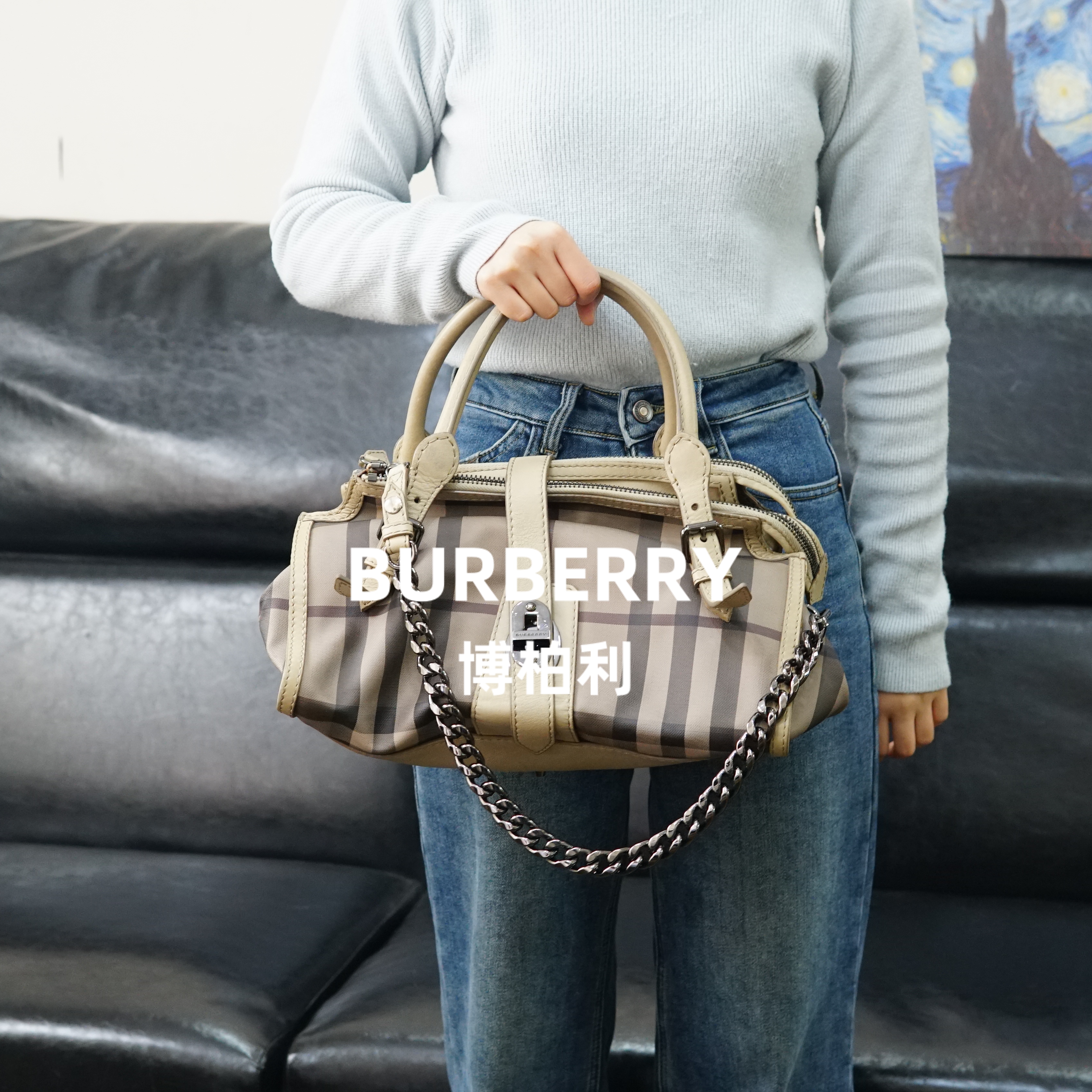 95新 BURBERRY/博柏利 格纹单肩包/fyZZ02412036/2036