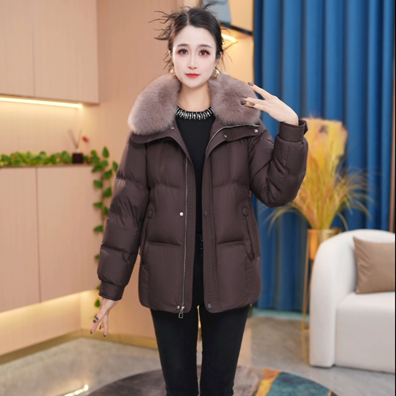 冬季新款气质时尚百搭白鸭绒毛领羽绒服【901#】