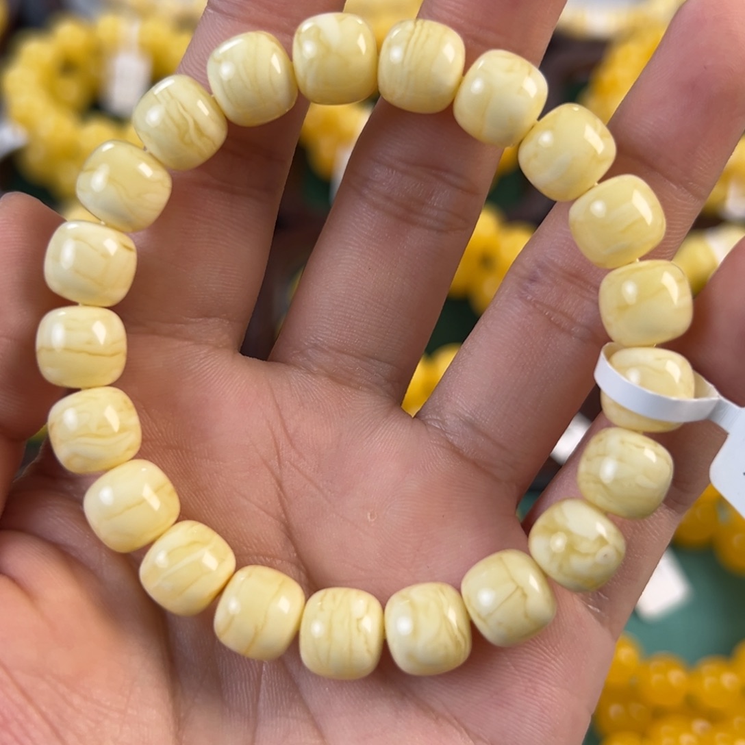 琥珀未镶嵌手链13.17g虎皮纹10mm ff