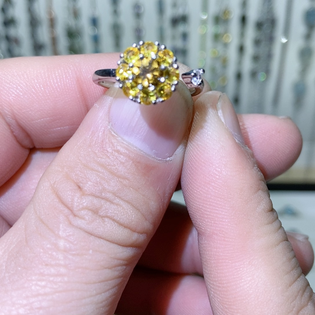 绿水晶戒指银S925镶嵌