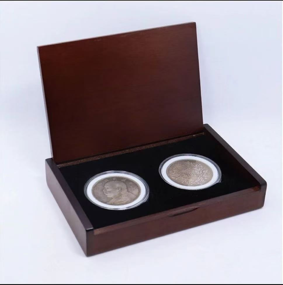 ［拍一发二］高帽银元大洋能吸翻银元带复古保护壳工艺品摆件