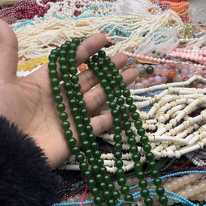 玛瑙/玉髓珠宝半成品未镶嵌一条8mm碧玉