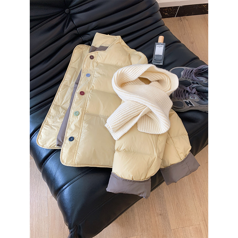 INS CEC韩系百搭宽松撞色棉服女冬季新款加厚保暖棉衣外套