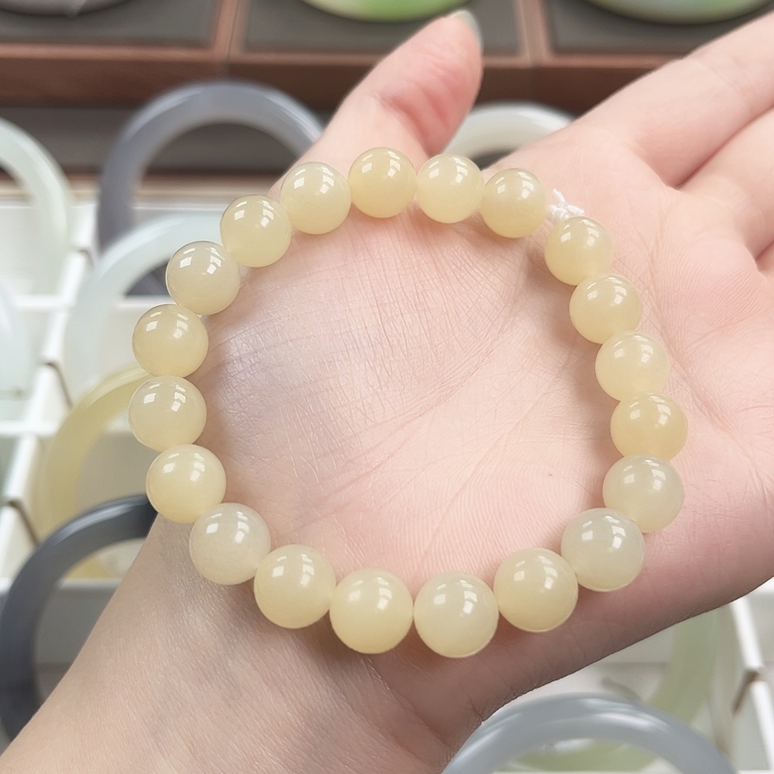 和田玉未镶嵌手链浓蜂蜜 卡10