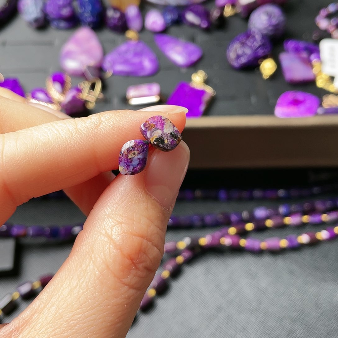 苏纪石（舒俱来）耳钉银S925镶嵌