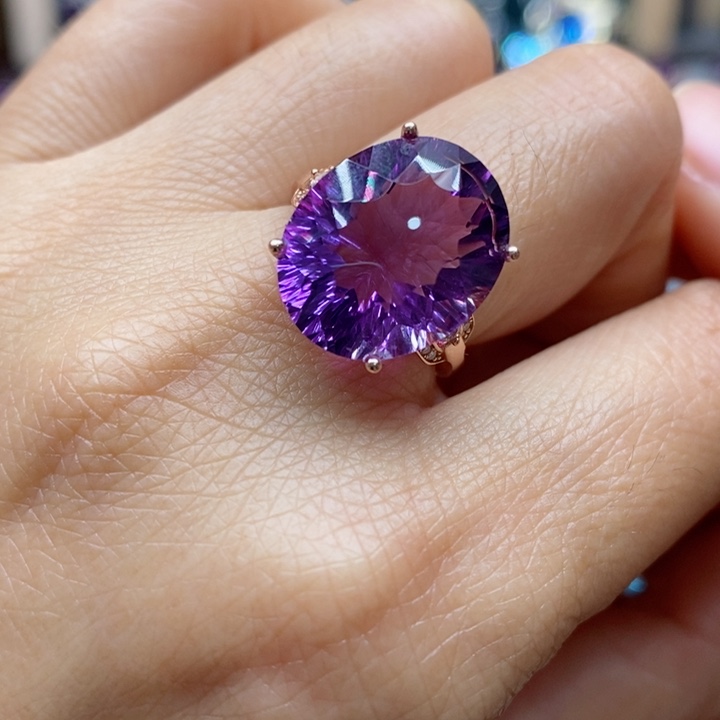 水晶戒指银S925镶嵌天然水晶戒指