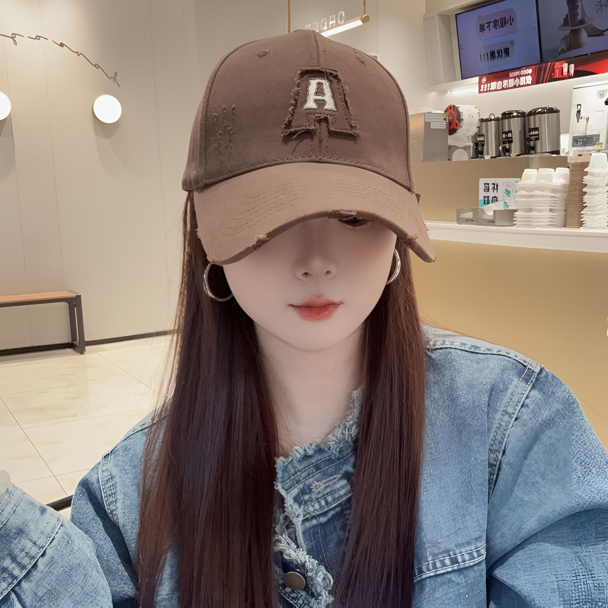 【新风格设计】破洞大头围棒球帽加大加深硬顶显脸小流光风鸭舌帽子