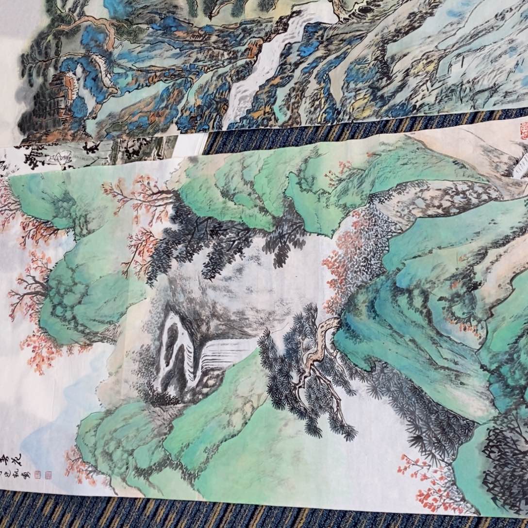 国画鸿**伴国画山水四尺两张  琪