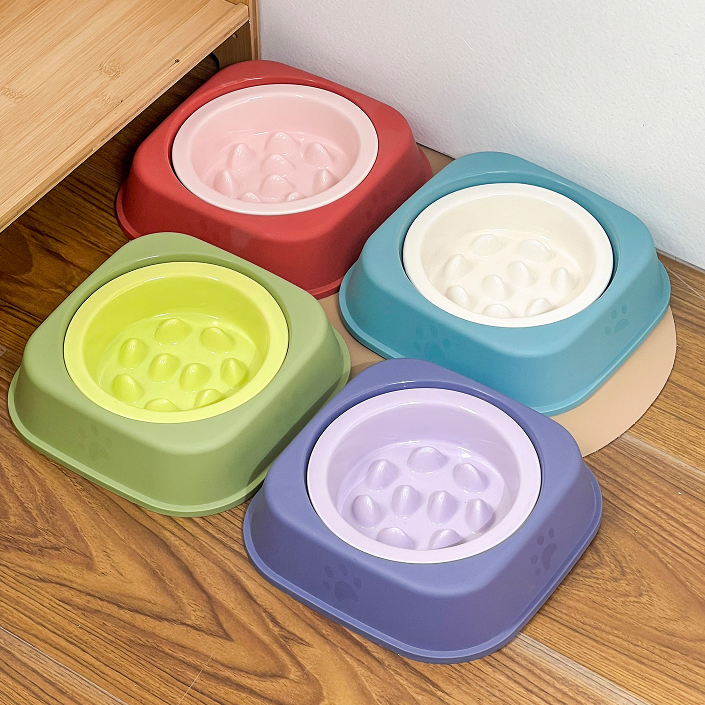 陶瓷护边慢食碗酸奶盒架子猫碗狗碗防噎加高宠物碗高颜值易清洗