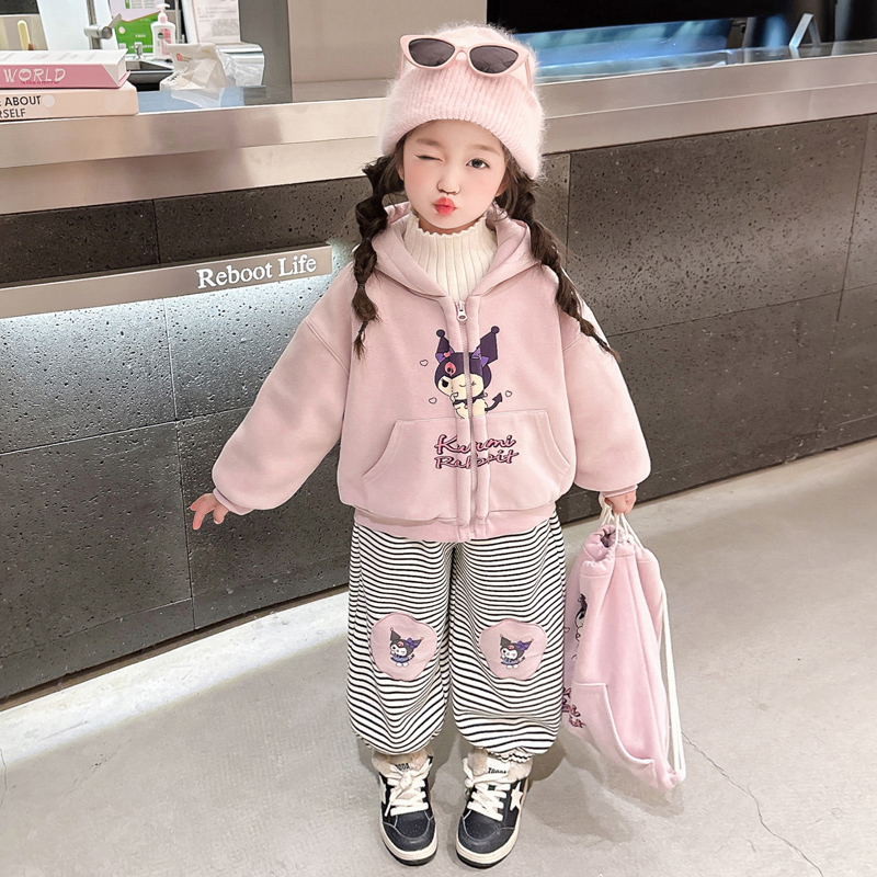 【内里加绒】女童2025秋冬新款卫衣套装运动休闲儿童韩版童装cc