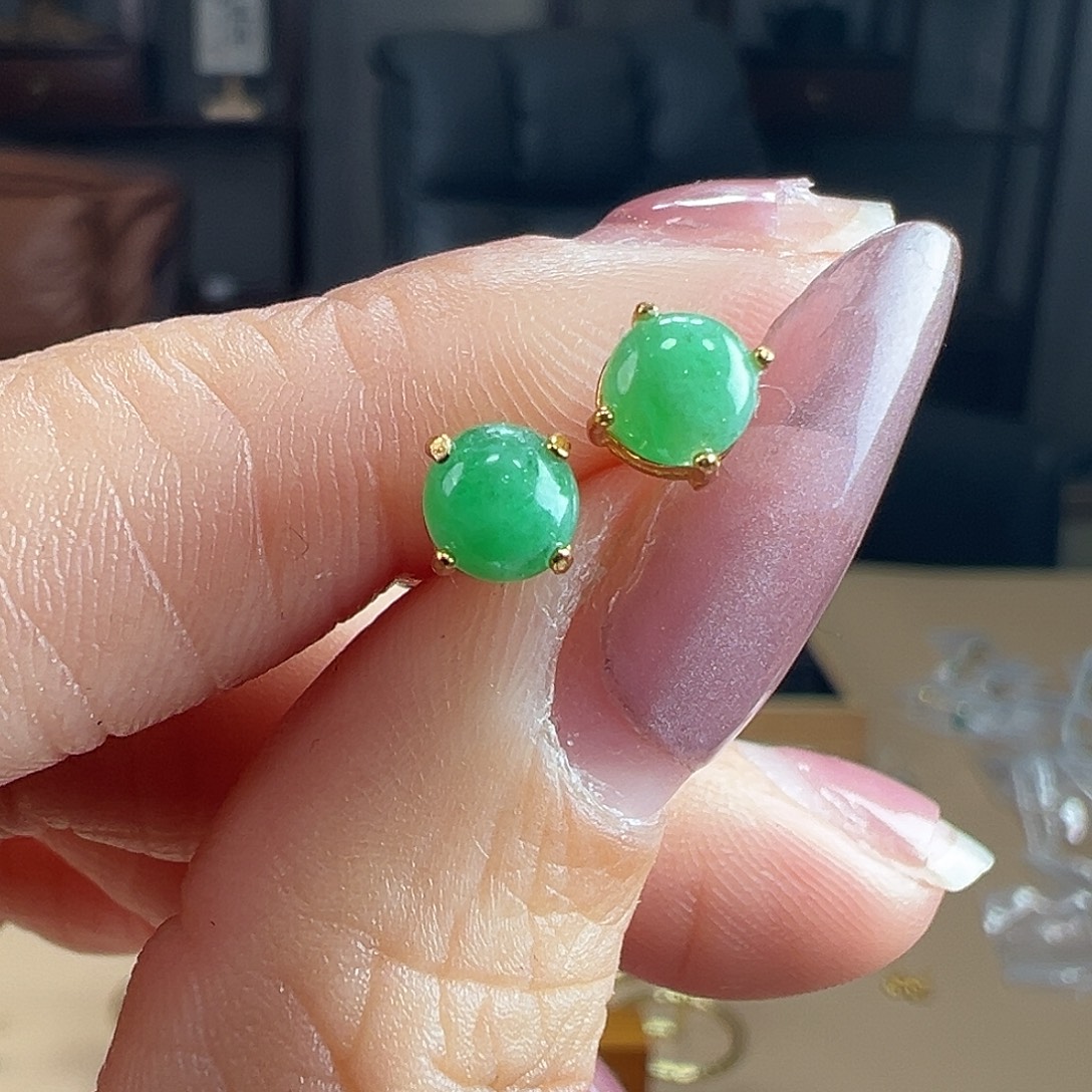 翡翠银S925镶嵌耳饰耳环68