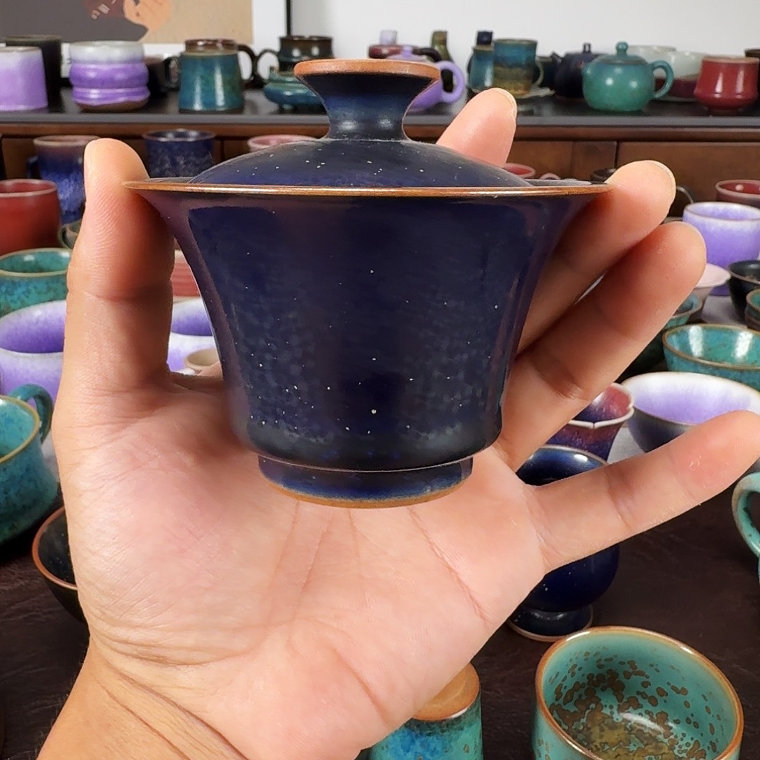 星空釉马蹄盖碗二才