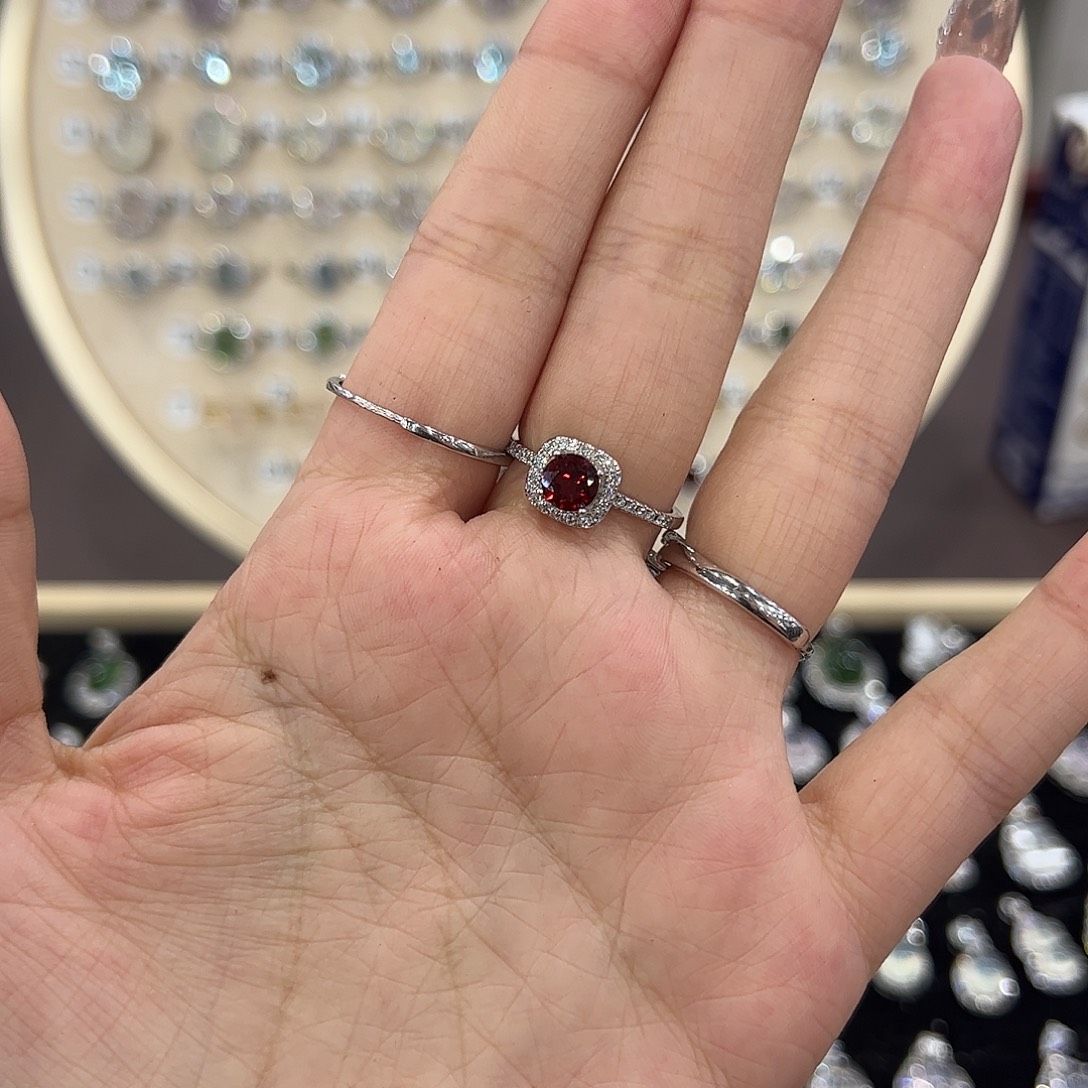 ****高烟晶戒指银S925镶嵌