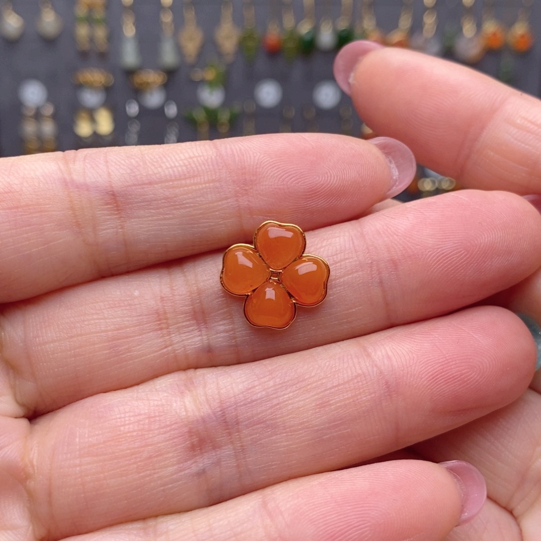 银S925镶嵌和田玉耳饰彩***梦