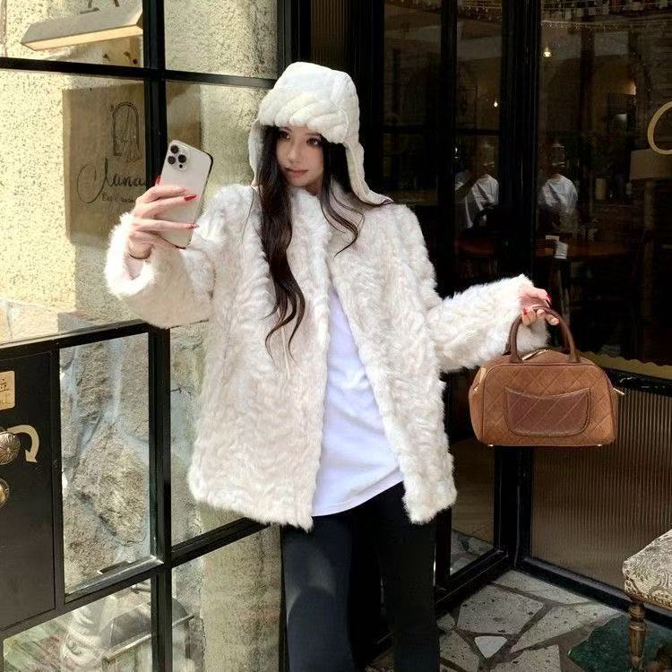 Fieid蔓地推荐轻奢加绒加厚中长款皮草毛毛外套