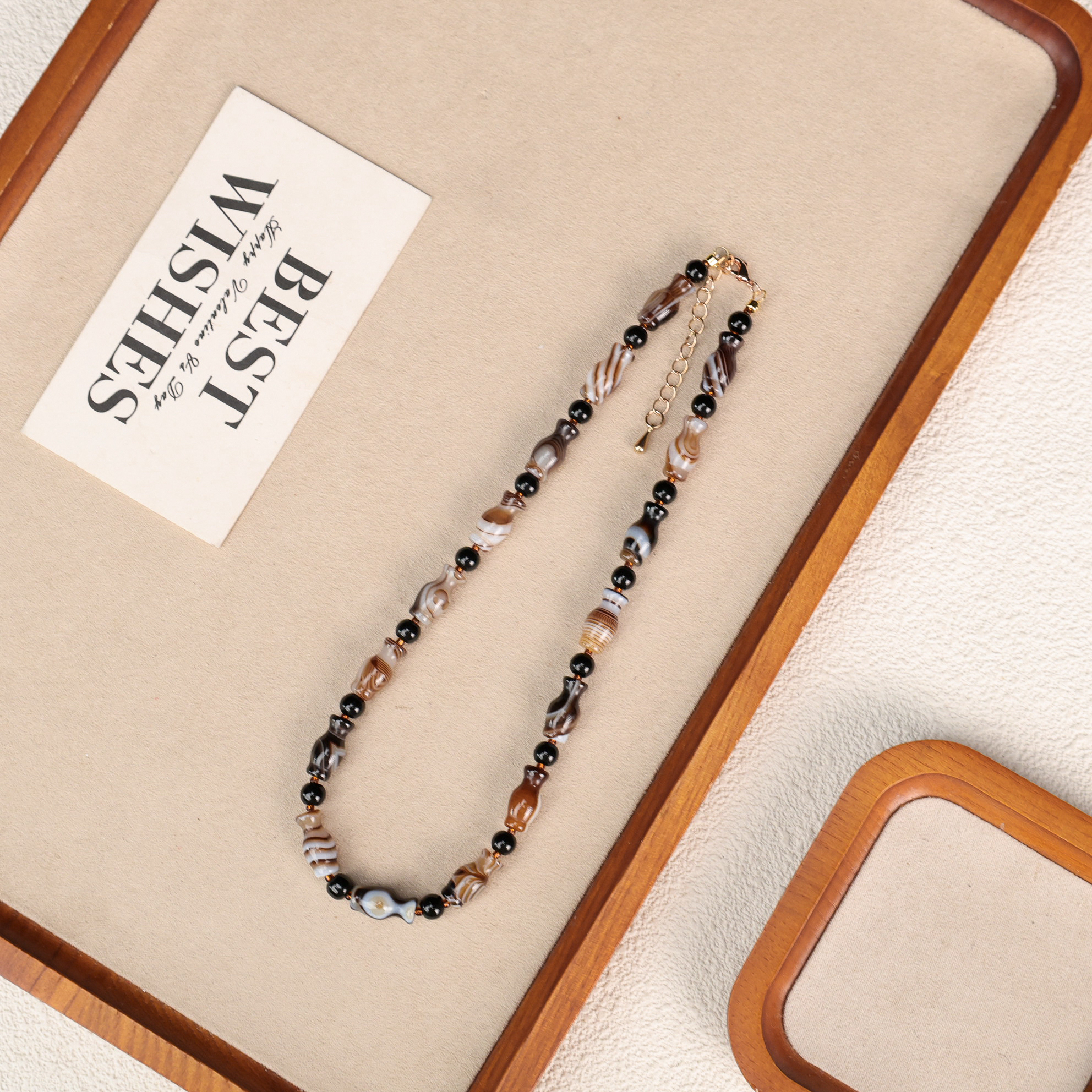 LZ4890-3天然玛瑙花瓶满串琉璃项链 