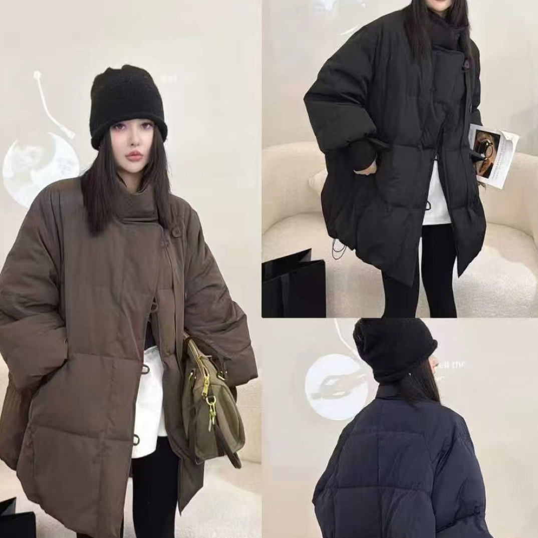 女小个子韩版宽松立领白鸭绒中长款冬季洋气显瘦保暖外套