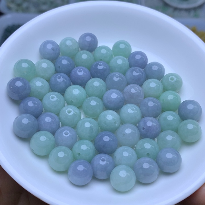 翡翠散珠卡10紫绿20个（微瑕）