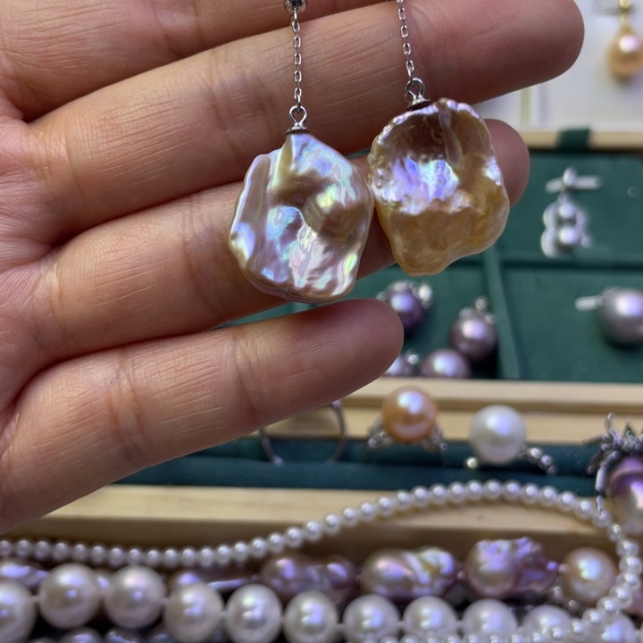 淡水珍珠耳饰银S925镶嵌