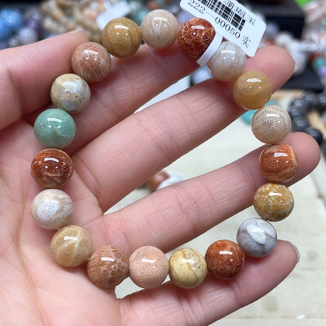 硅化珊瑚（珊瑚玉）手链未镶嵌374