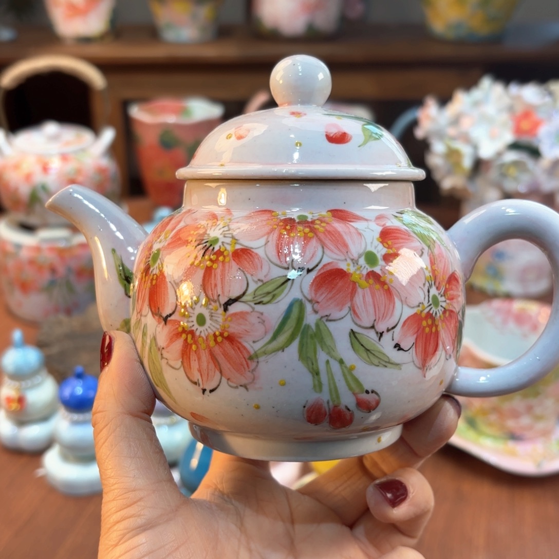 瓷片景德镇手绘高温釉下彩陶瓷茶具