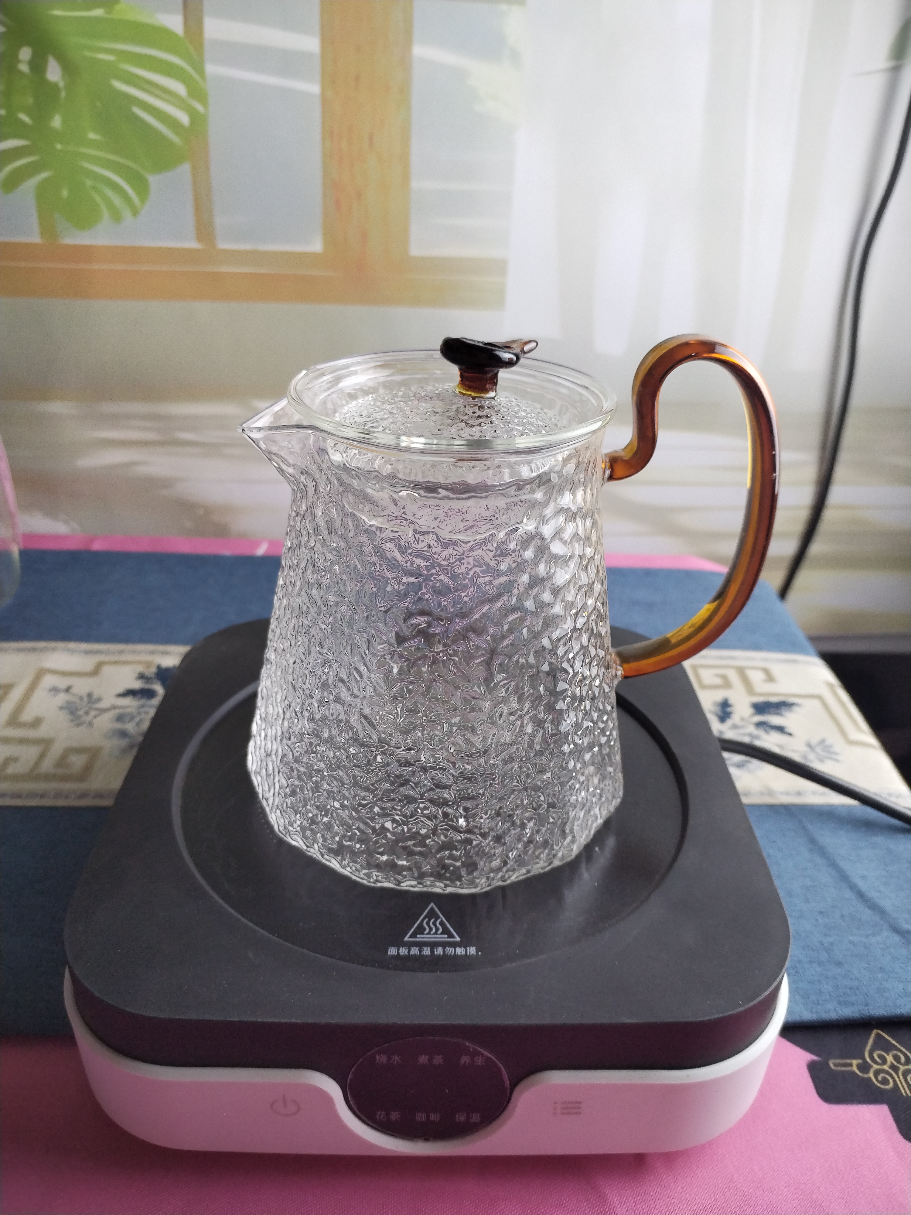 高硼硅玻璃锤纹泡茶壶煮茶耐高温三件杯家用电陶炉专用玻璃水壶