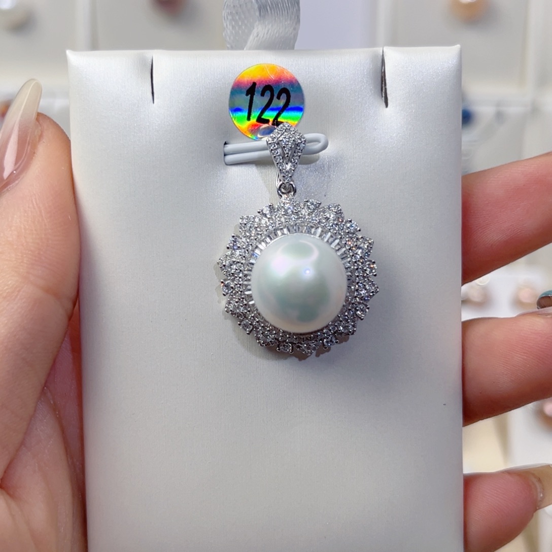 @****颈饰银S925镶嵌淡水珍珠