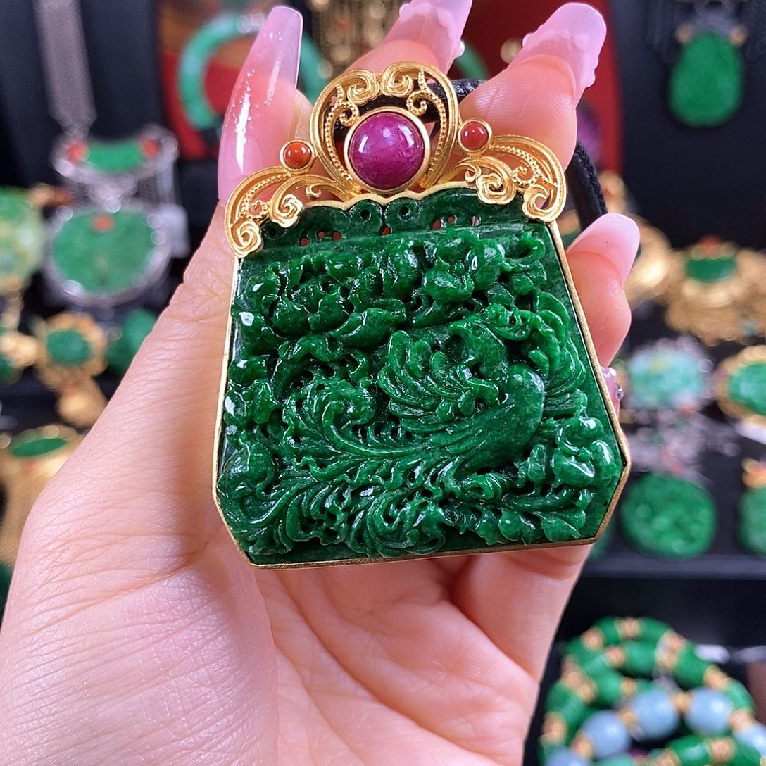 翡翠银S925镶嵌颈饰吊坠