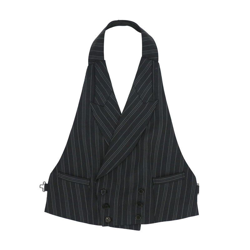 有尾24秋冬条纹礼服百搭马甲