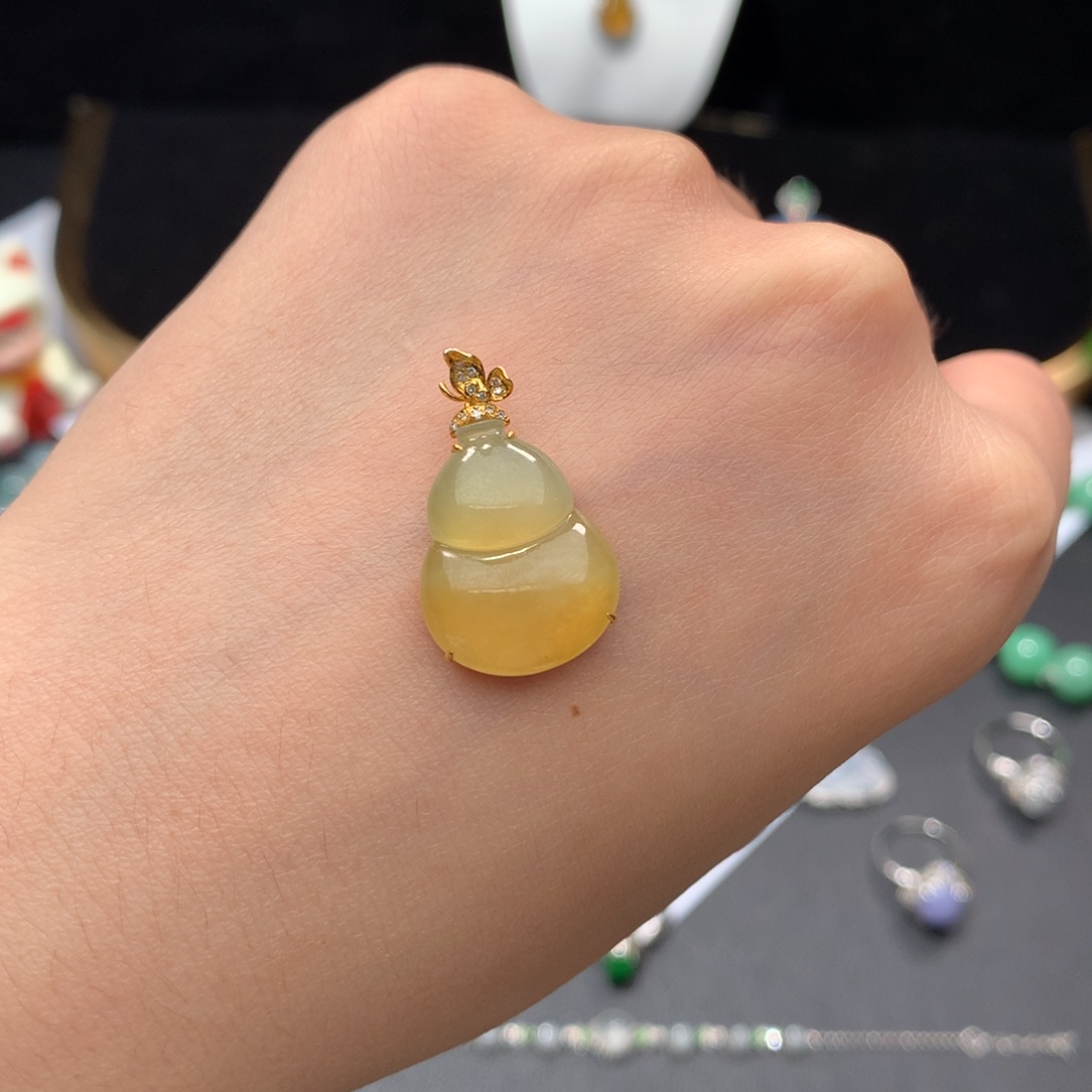 翡翠18K金镶嵌挂件48小时鉴赏期 退货不扣服务费