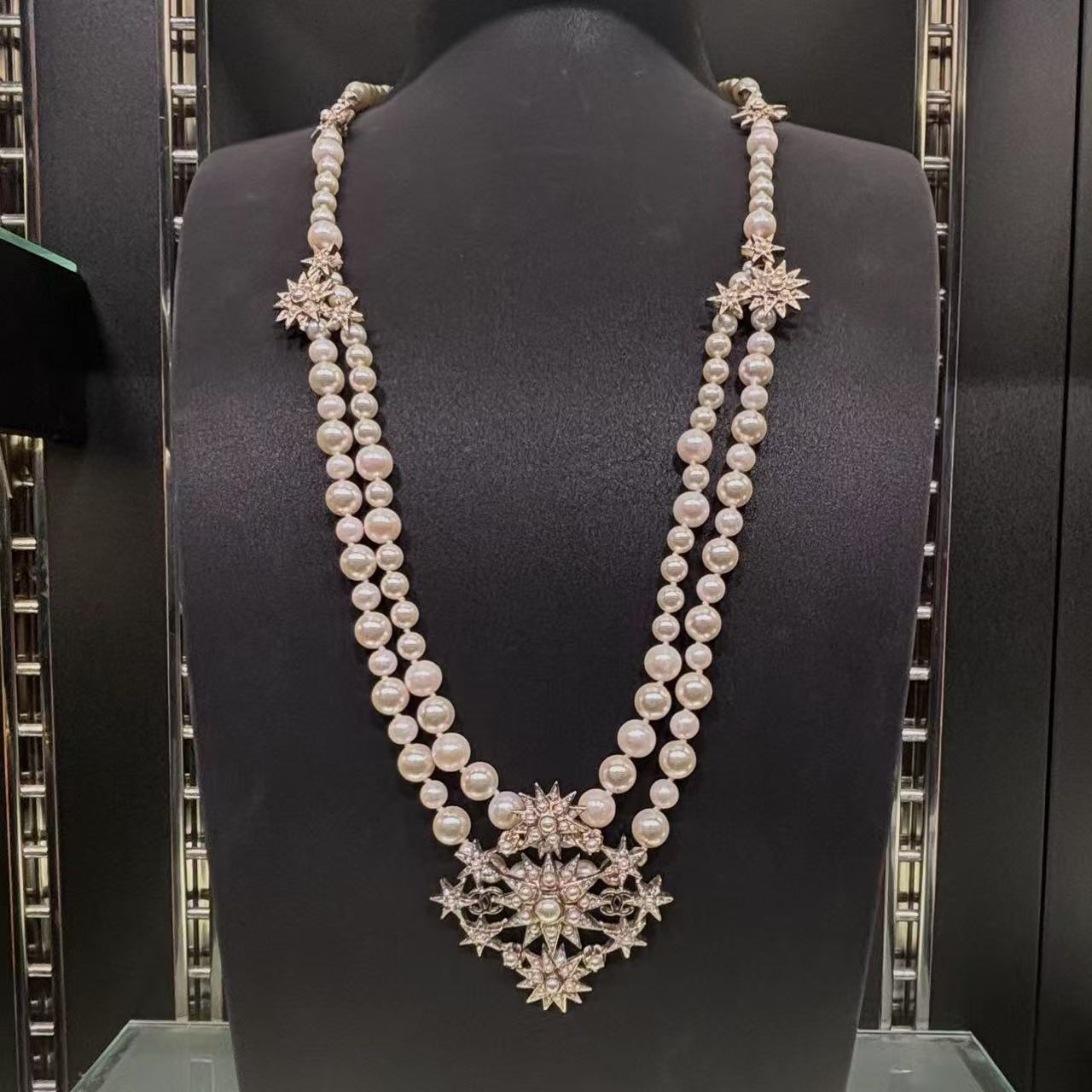 95新 Chanel/香奈儿 中古双层珍珠项链/MJ55040