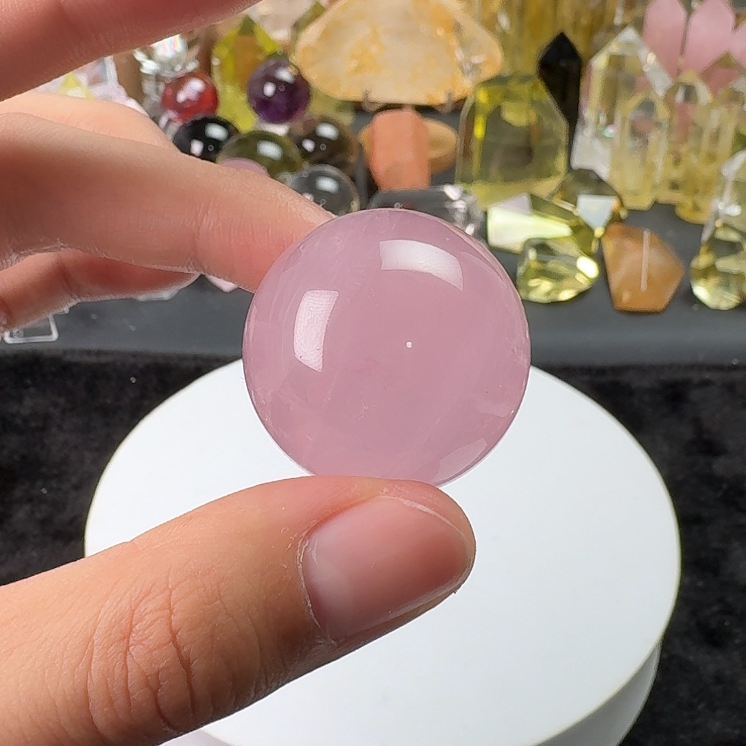 水晶珠宝半成品未镶嵌粉晶六芒星光