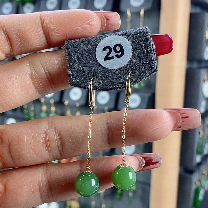 和田玉耳饰18K金镶嵌